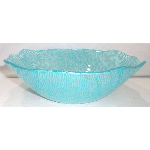 Beautiful Turquoise Catch All Decorative Glass Bowl 8" - Picture 3 of 9